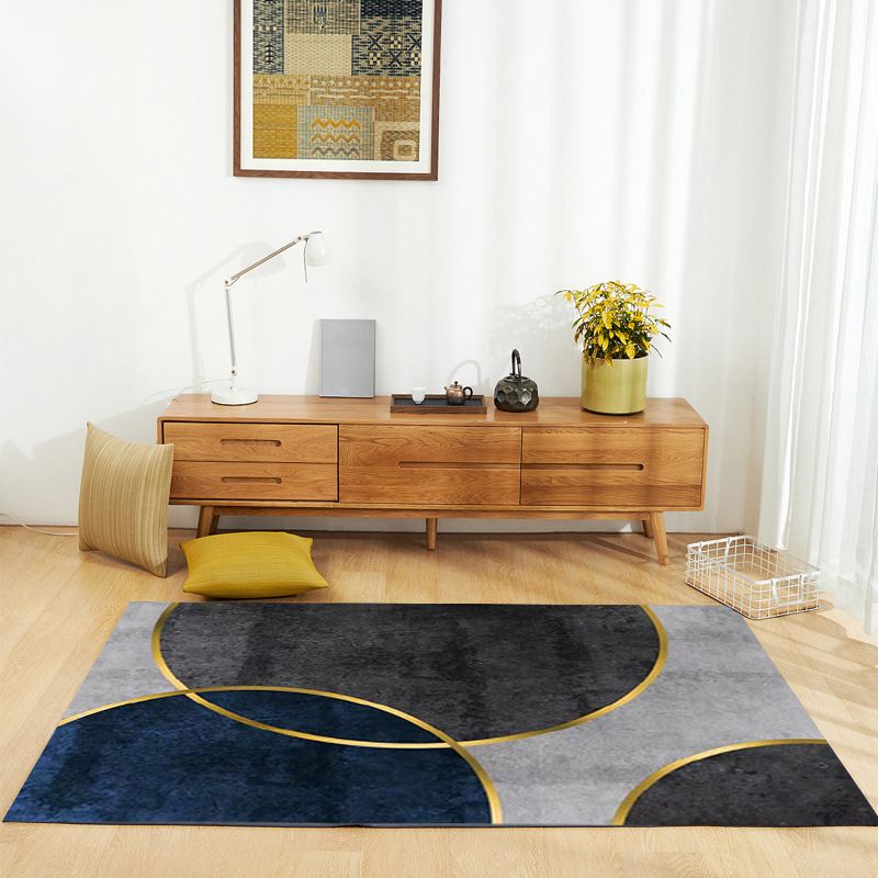 Gold Simplicity Rug Polyester Color Block Rug Washable Rug for Living Room