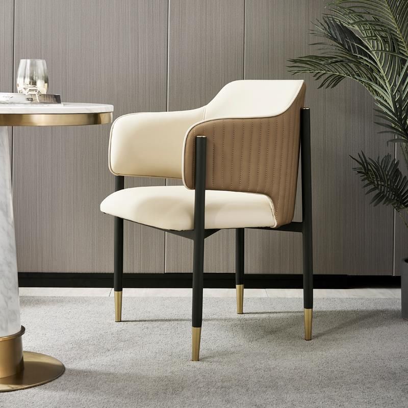 Metal Black Legs Dining Chair Dining Room Arm Chair with Upholstered