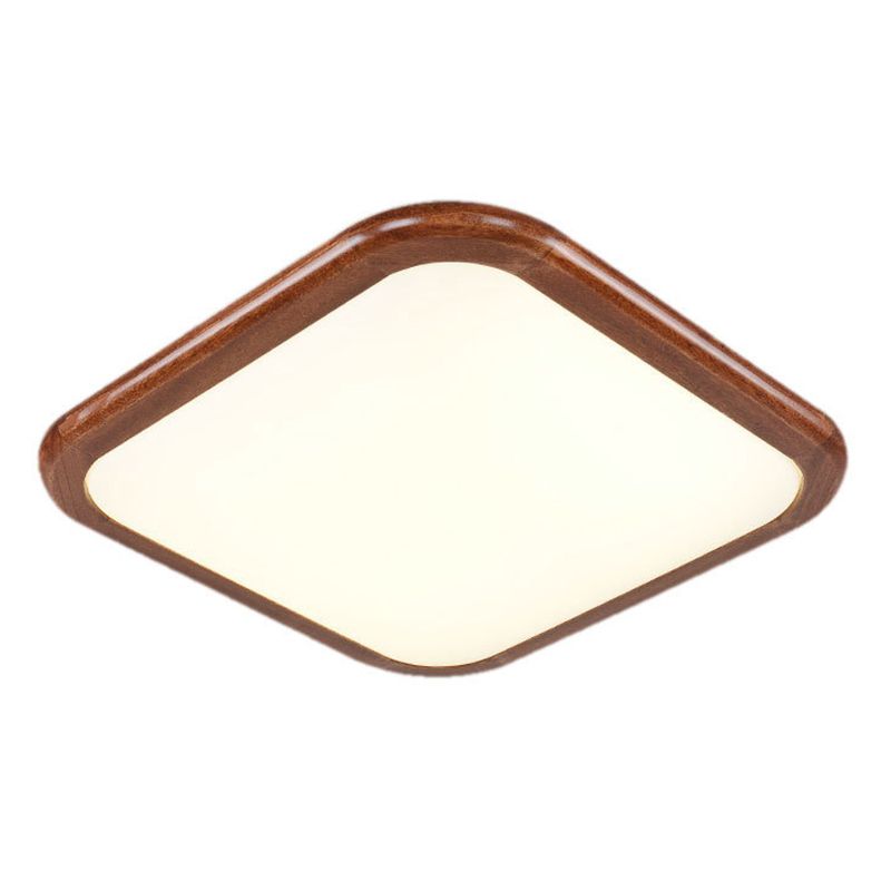 Geometrische Unterputzleuchte aus Massivholz im nordischen Stil, braune LED-Deckenleuchte für Schlafzimmer