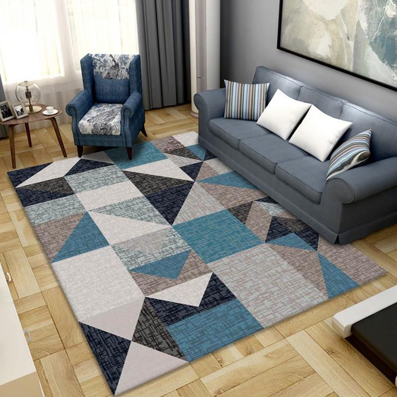 Modern Home Decoration Rug Multi Colored Geometric Print Area Carpet Polyster Anti-Slip Pet Friendly Rug