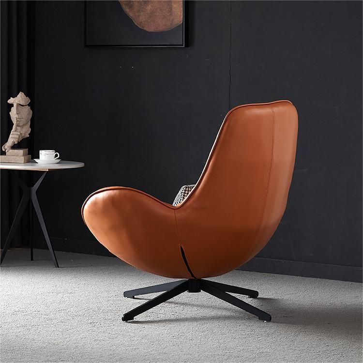 33.46" Wide Tight Back Chair Leather Black 4-Star Base Arm Chair