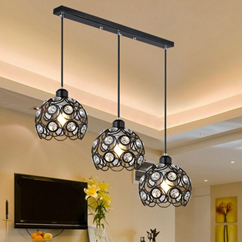 Nordic Style Pendant Lamp Global Suspension Lighting with Crystal Shade