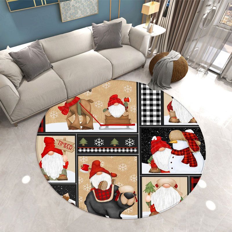 Fancy Simple Carpet White Father Christmas Carpet Washable Carpet for Home Decor