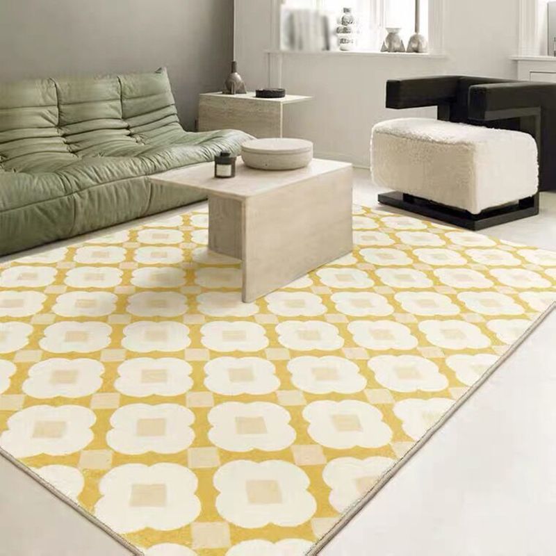 Modern Floral Print Rug Polyster Rug Stain Resistant Indoor Rug for Living Room