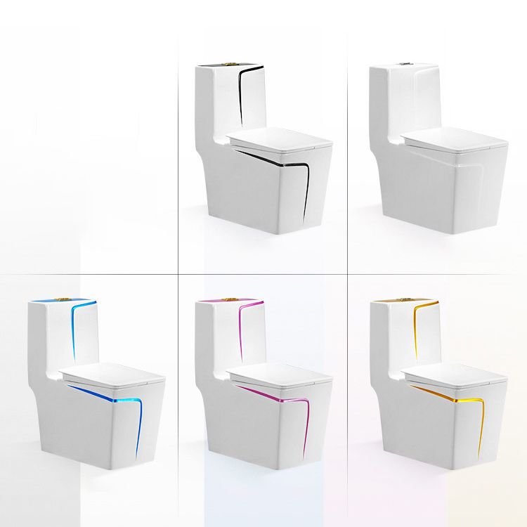 Floor Mount Flush Toilet Skirted Traditional One-Piece Toilet with Slow Close Seat