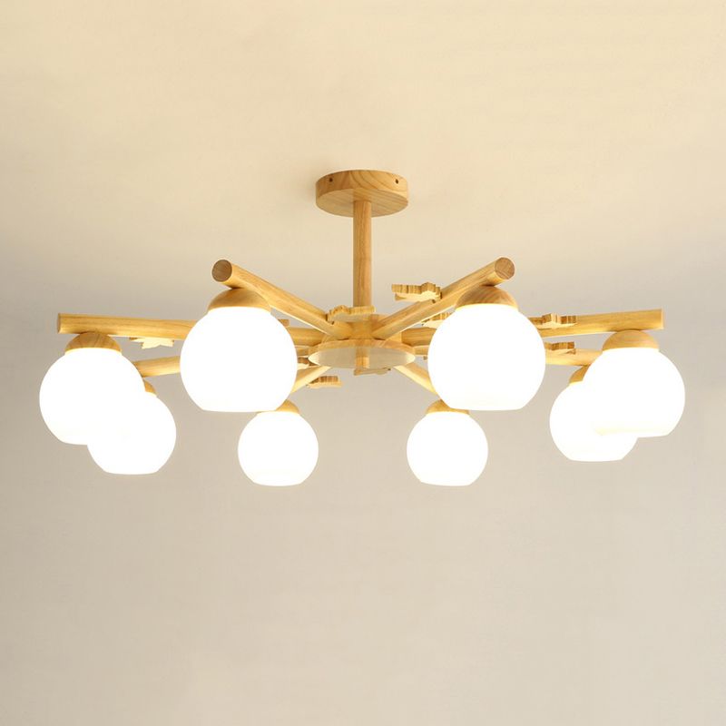 Rami sferici multi chiaro luci appese a sospensione moderna illuminazione sospesa in legno per camera da letto