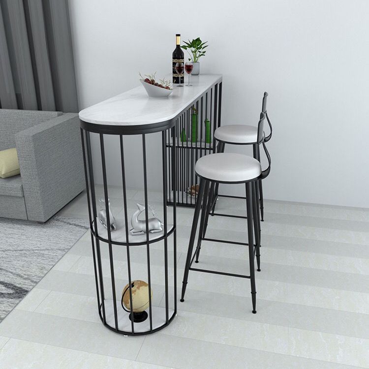 Specialty Pub Table Glam Bar Height Stone Top Bar Table for Living Room