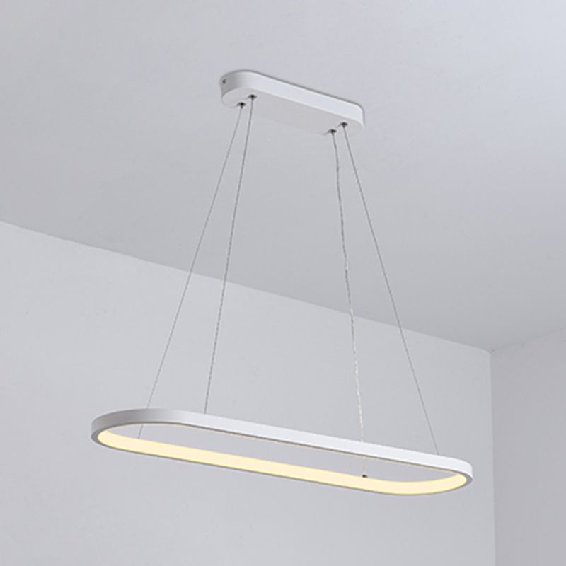 Contemporary Style Linear Shape Island Light Metal 1 Light Hanging Pendant Light in White