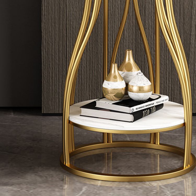 Metal Frame Accent Table Nightstand Lower Shelf Night Table for Bedroom