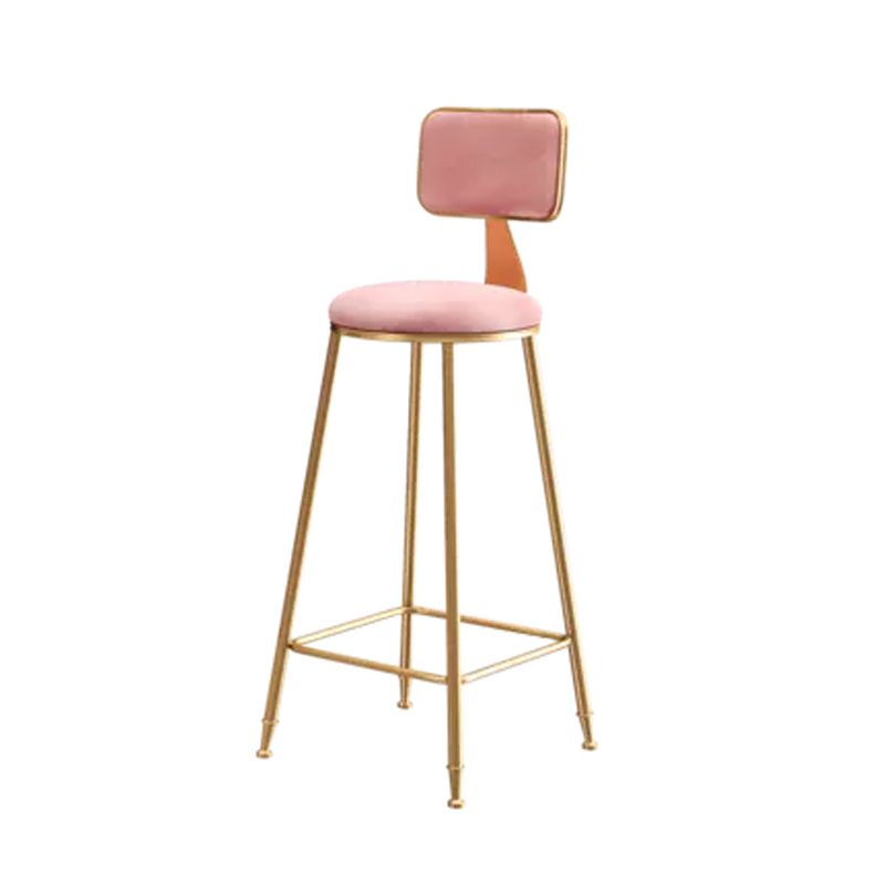 Nordic Glam Bar Stool Round Counter Bar Stool with Metal Legs for Home