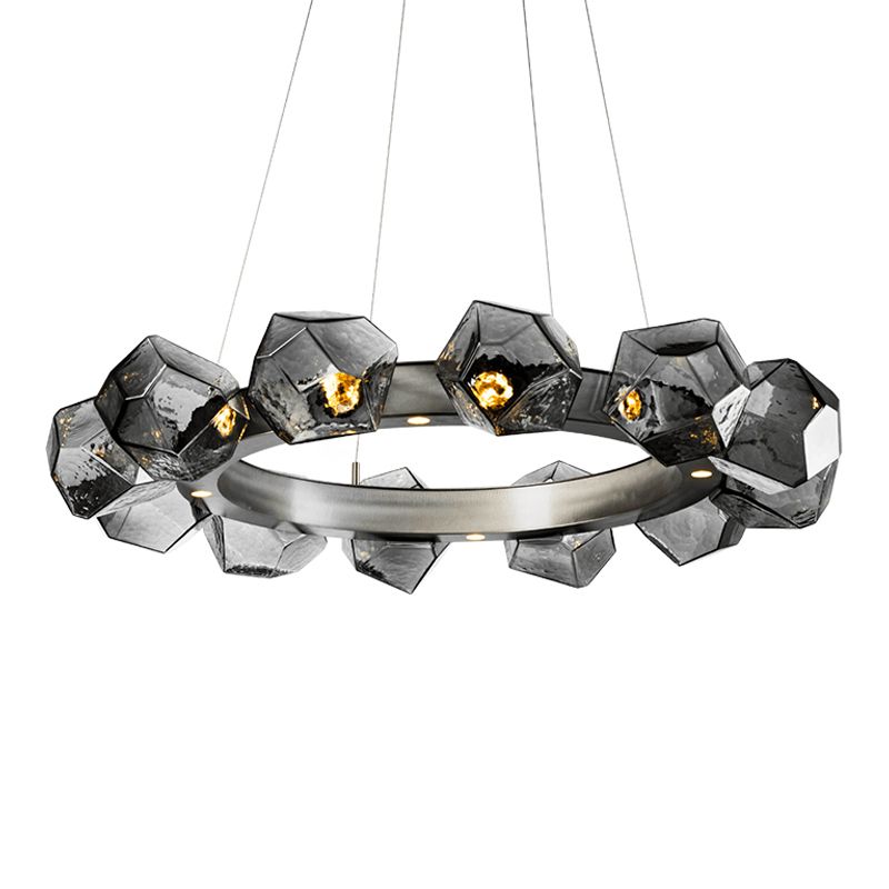Postmodern Style Chandelier Multi Head Hanging Light with Glass Shade for Dining Room