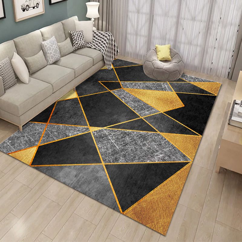 Stylish Abstract Print Carpet Washable Rug Polyester Stain Resistant Carpet for Home Decor