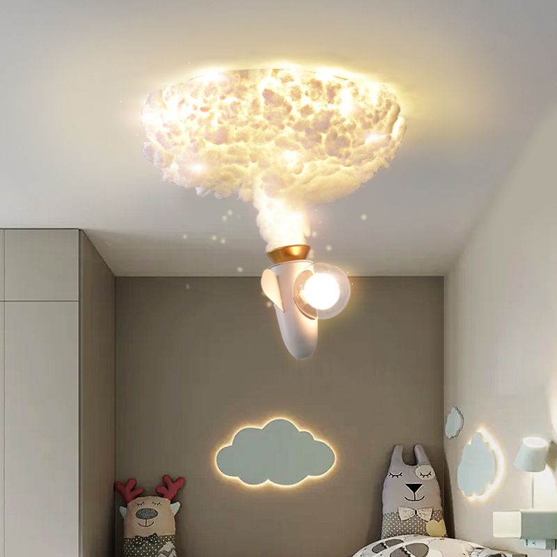 White Metal Cartoon Flush Mount LED Flush Light Fixture for Children's Room