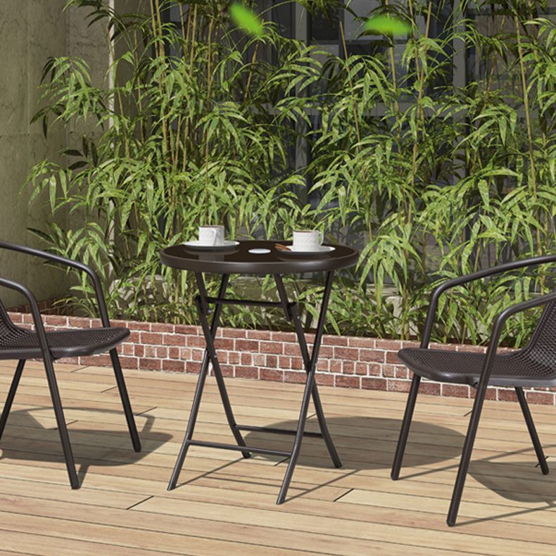 Industrial Bistro Table Water Resistant Glass/Plastic Top Table