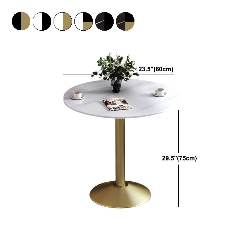Round Sintered Stone Top Table Contemporary Metal Base Dining Table