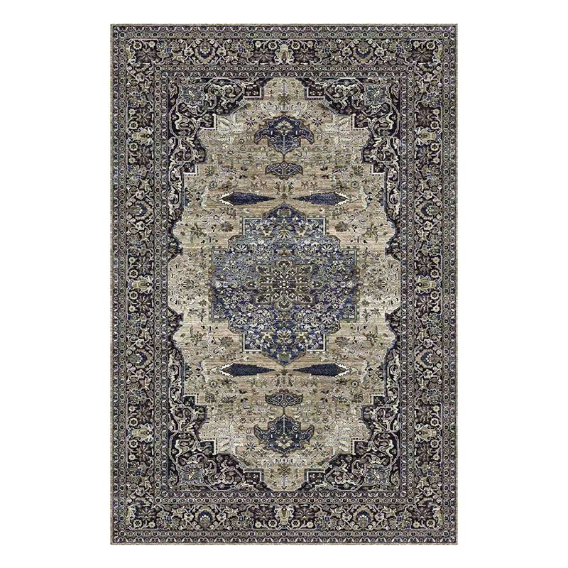 Orange Vintage Rug Polyester Graphic Rug Stain Resistant Rug for Drawing Room