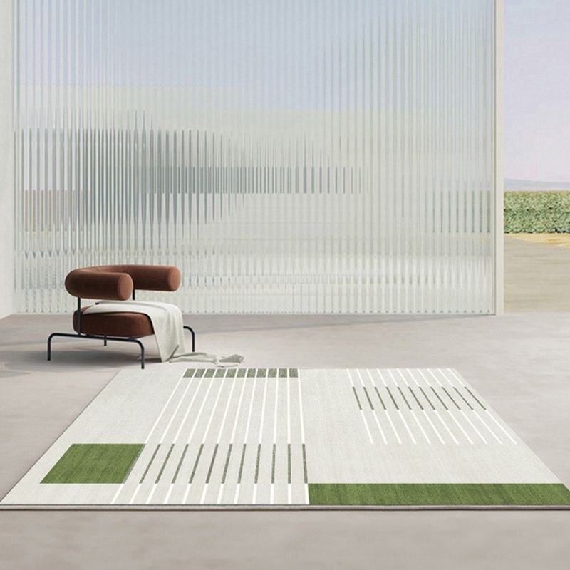 Light Green Check Pattern Rug Modern Polyester Rug Washable Rug for Drawing Room