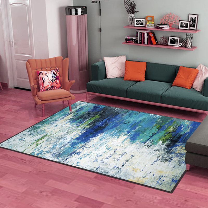 Trendy Multi-Color Nordic Rug Polypropylene Abstract Drawing Carpet Non-Slip Stain Resistant Machine Washable Rug for Living Room