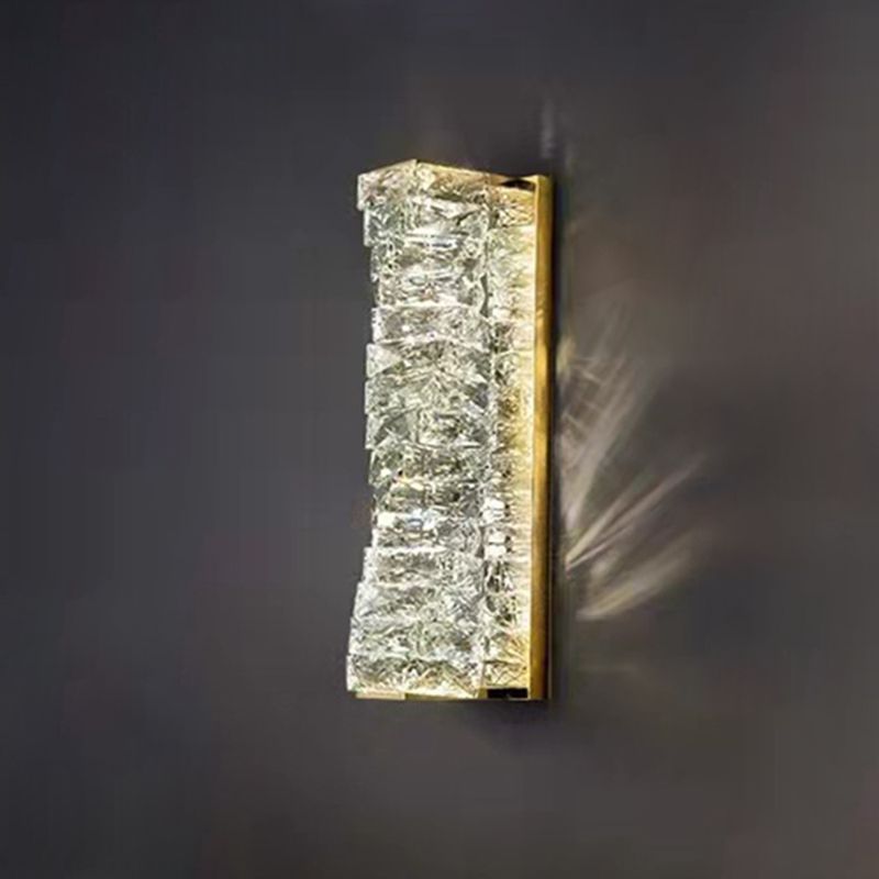 Moderner Stil Geometrischer Wandleuchten Schonconces Kristallblock 1-Licht-Leuchte in Chrom und Gold