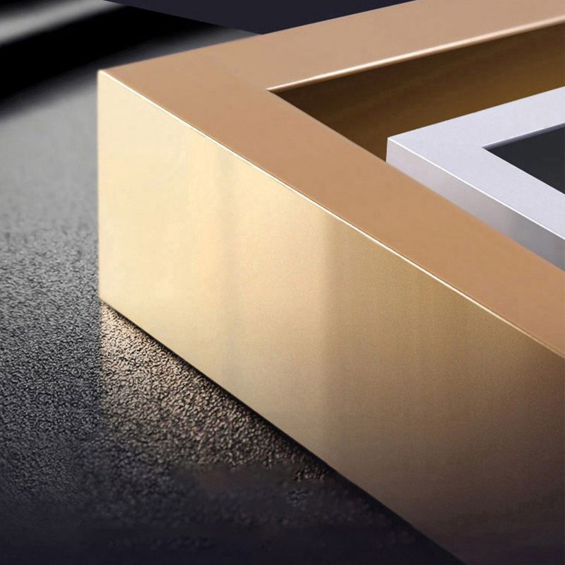 Scandinavian White Slate Dining Table Rectangular Dining Table with Four-leg Metal Base