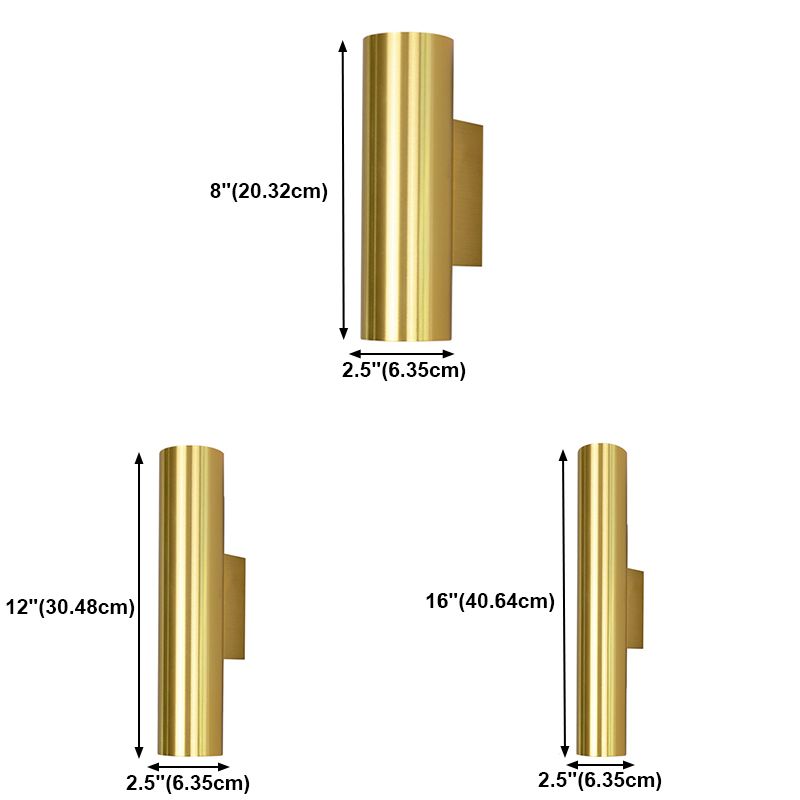 Modern Style Cylinder Wall Light Sconces Metal 2 Lights Wall Washer Sconce