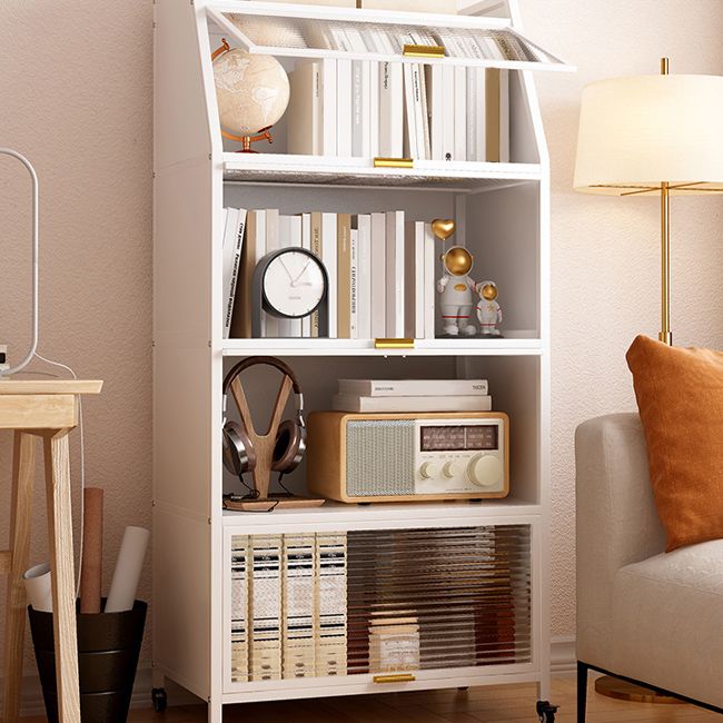 Modern Style Bookshelf Metal Closed Back Bookcase with Door for Home Office