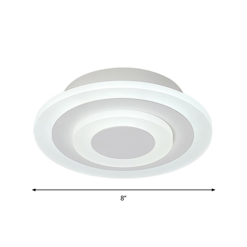 Lámpara de techo pequeña redonda/cuadrada estilo simple acrílico blanco/café LED empotrado en luz blanca/cálida para pasillo