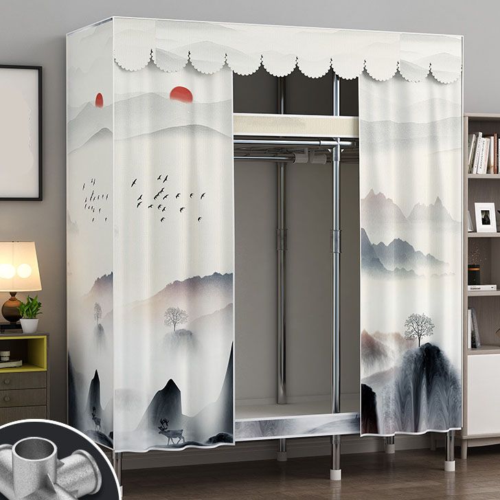 Contemporary Style Steel Wardrobe 2-Tier Metal Wardrobe Closet for Home