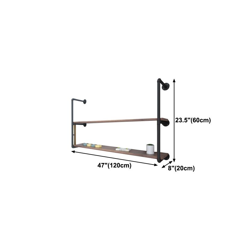 Wall Mounted Bookshelf Industrial Style Solid Wood Bookcase for Home Office