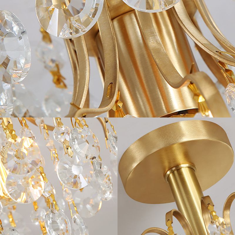 Moderno telaio braccio piegata piena chiara 1 metallo 1 corridoio semifulto semifulgo in ottone