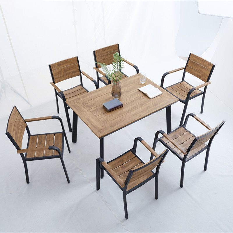 Modern Style 1/4/5/7/9 Pieces Metal Dining Set Reclaimed Wood Table Set for Outdoor