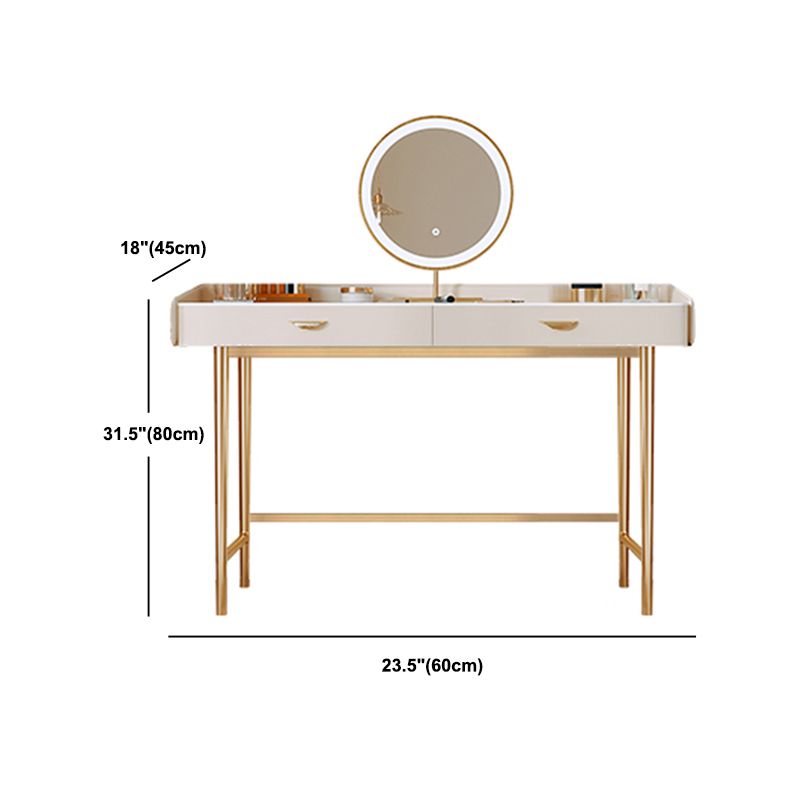 Glam Glossy Makeup Vanity Set with Drawer in White for Bedroom