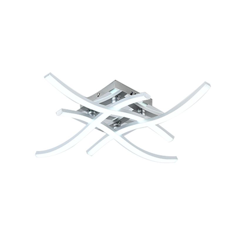 Plafoniera moderna a LED per montaggio a semi-incasso Lampada da soffitto cromata intrecciata per montaggio a incasso con paralume in metallo