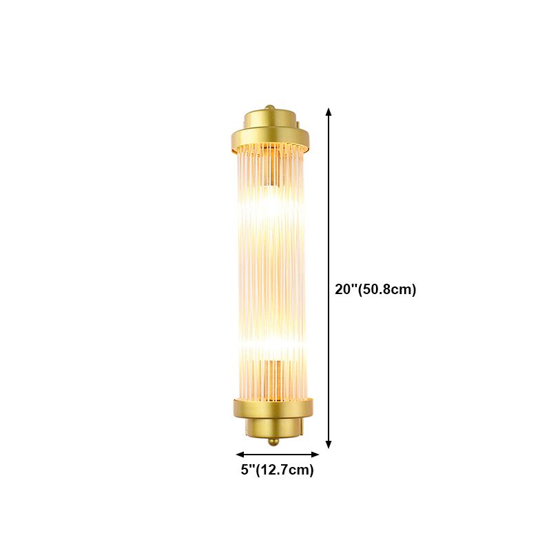 Postmodern Glass Wall Light Cylinder Gold 20" High Wall Sconce for Living Room