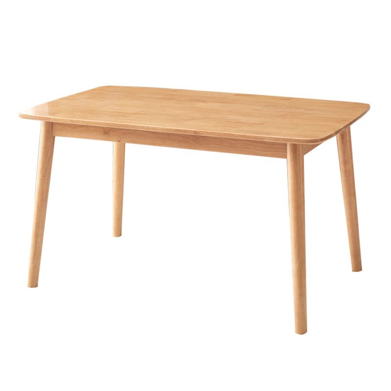 Fixed Minimalist Style Solid Wood Top Kitchen Table Set of Light Brown for Dining Room