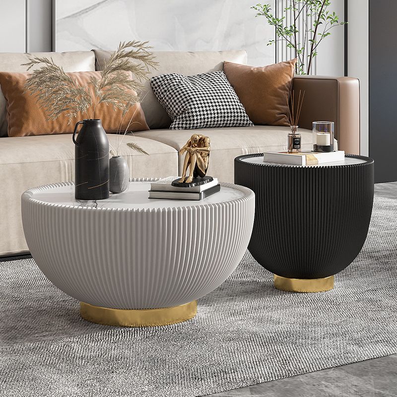 2 Piece Bunching Tables Slate Round Coffee Table for Living Room