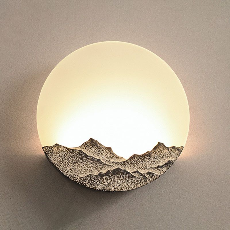 Round Disc Shade Wall Lighting Simple Style Metal 1 Light Sconce Light in Brass