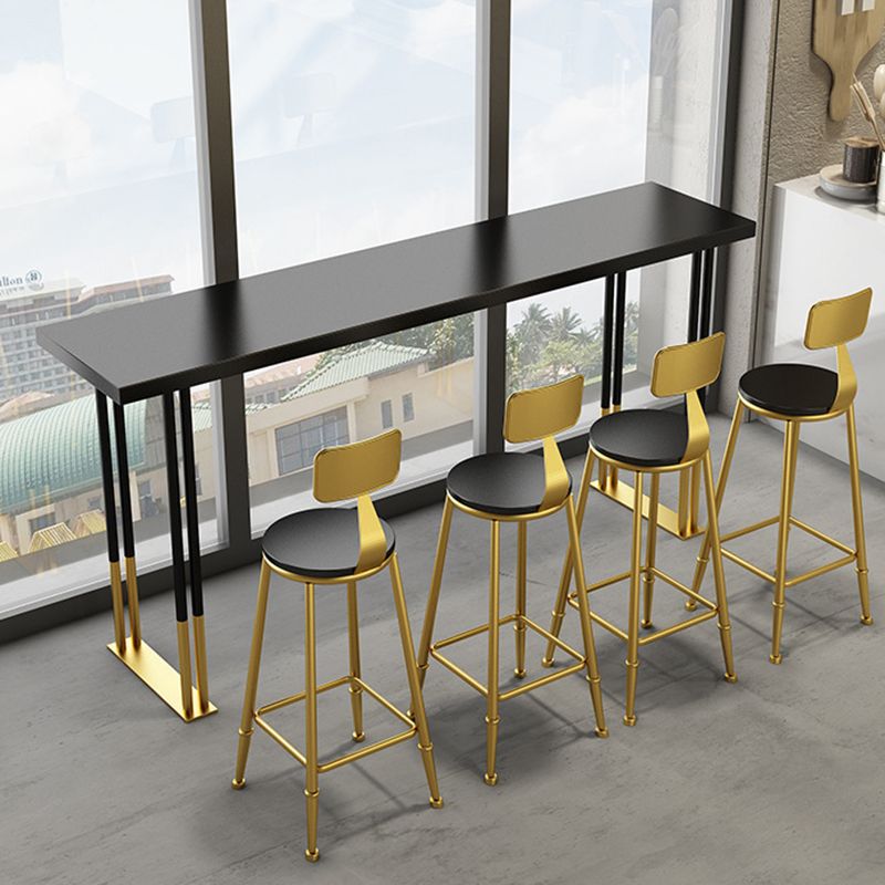 Industrial 1/2/3/5 Pieces Bar Table Set Rectangle Wood Bar Table with Metal Stools