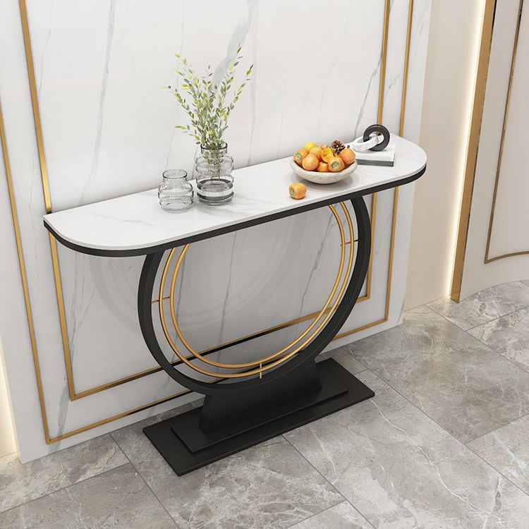 Contemporary Half Moon Console Accent Table Antique Finish Console Sofa Table