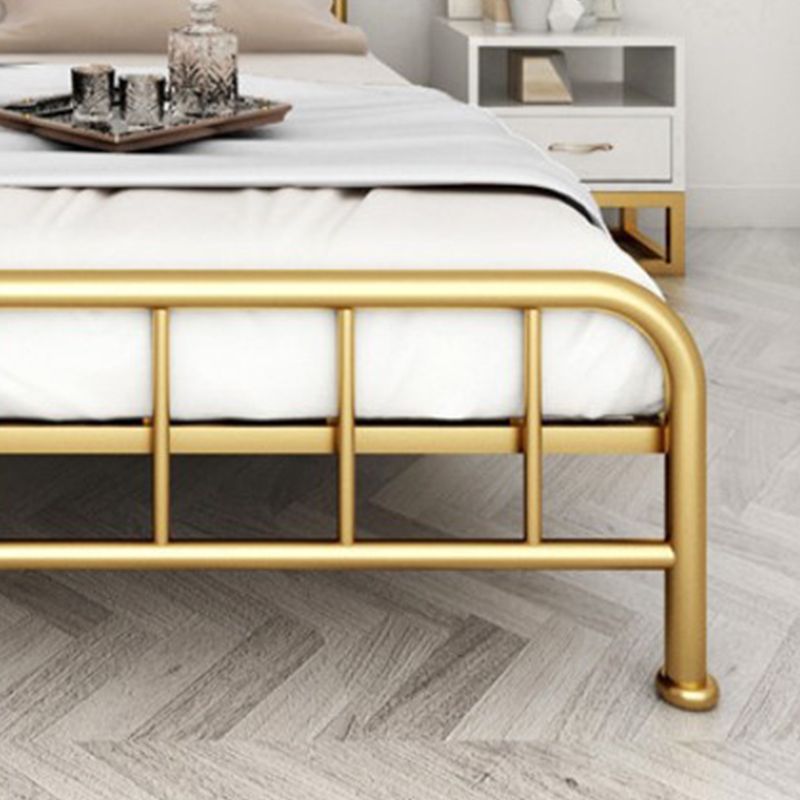 Iron Standard Bed Modern Wire-Grid Open-Frame Bed with Custom Gold Legs