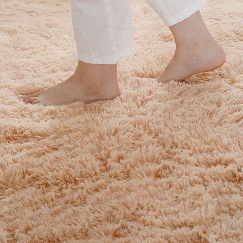 Round Dark Color Solid Rug Polyester eigentijdse anti-slip achterste binnenvleed tapijt voor woonkamer