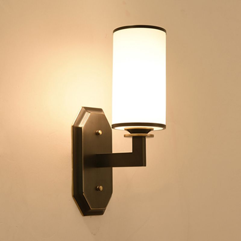 Cylinder Shape Glass Vanity Lamp Modern Style 1/2 Light Vanity Light Fixture