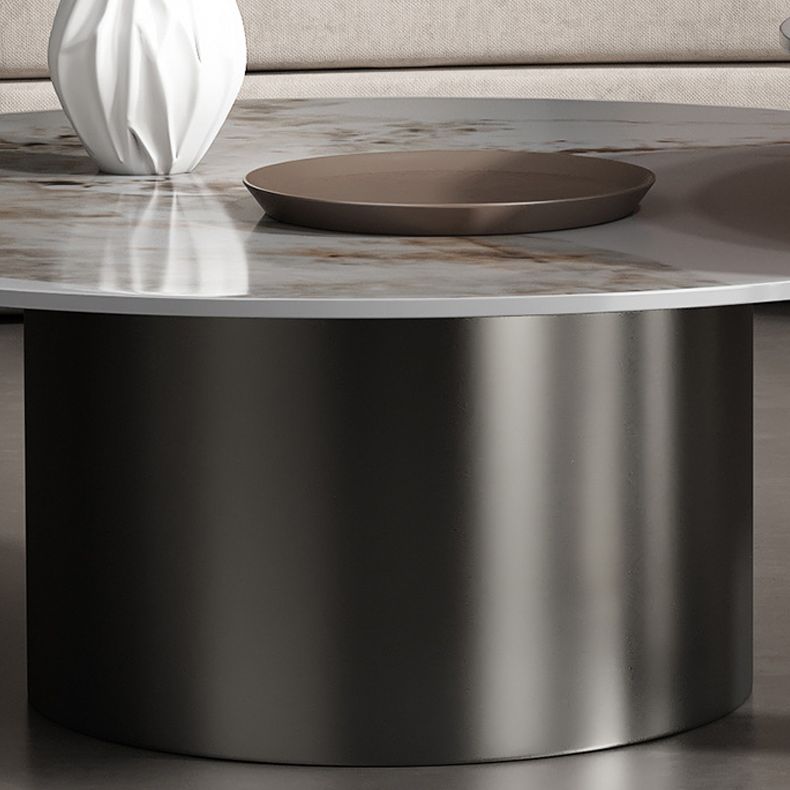 Glam Style Round Nesting Coffee Table Set with Steel Pedestal Base
