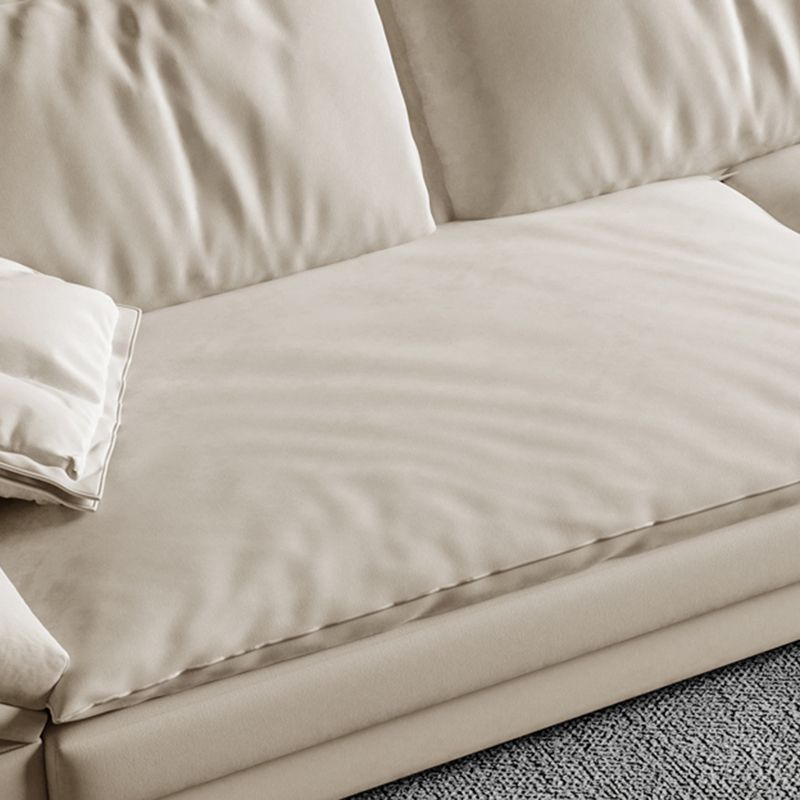 Scandinavian Cream Cushion Back Stain-Resistant Faux Leather Sofa