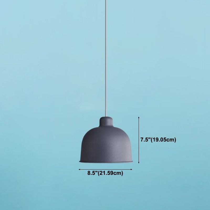 1 Light Bowl Hanging Pendant Modern Macaron Style Metal Hanging Lighting for Dining Room