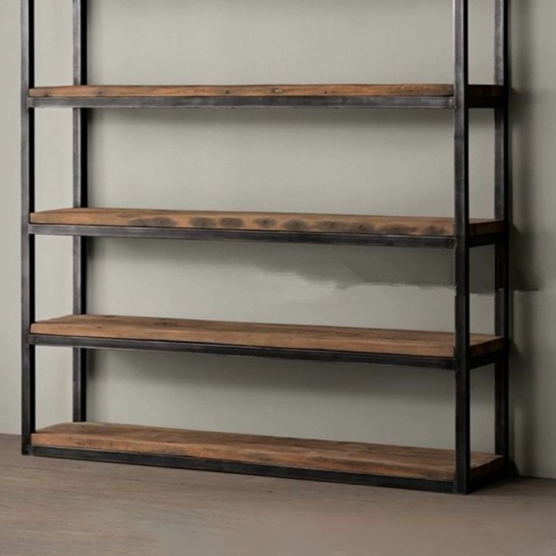 Wooden Etagere Bookcase Industrial Open Back Bookshelf with Shelves