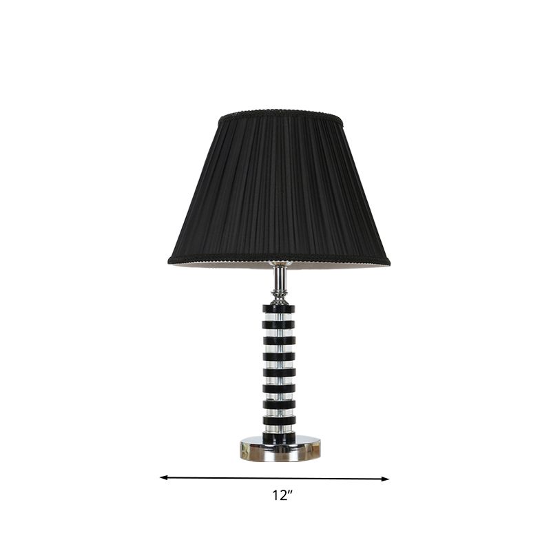Lampada da tavolo a botte singola Bulbo Light Rustic Black Fabric Night Lampada per camera da letto con cristallo deco