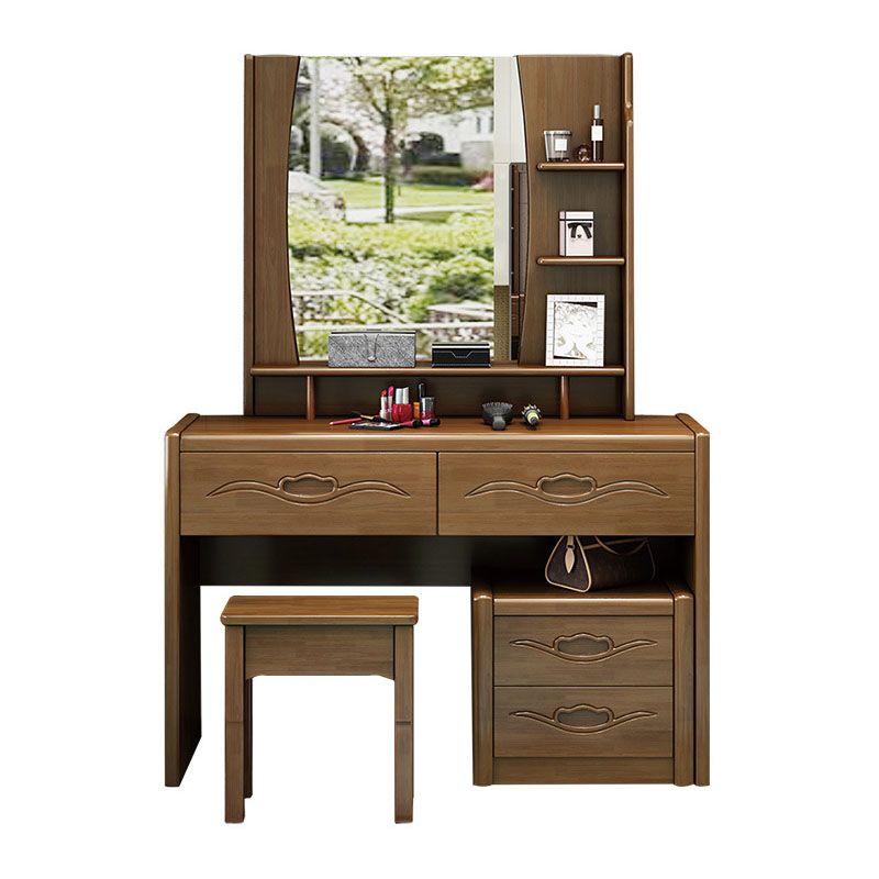 Traditional Bedroom Solid Wood 4 Drawer Standing Make-up Vanity