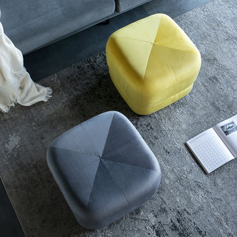 Contemporary Pouf Ottoman Velvet Upholstered Fade Resistant Solid Color Square Ottoman