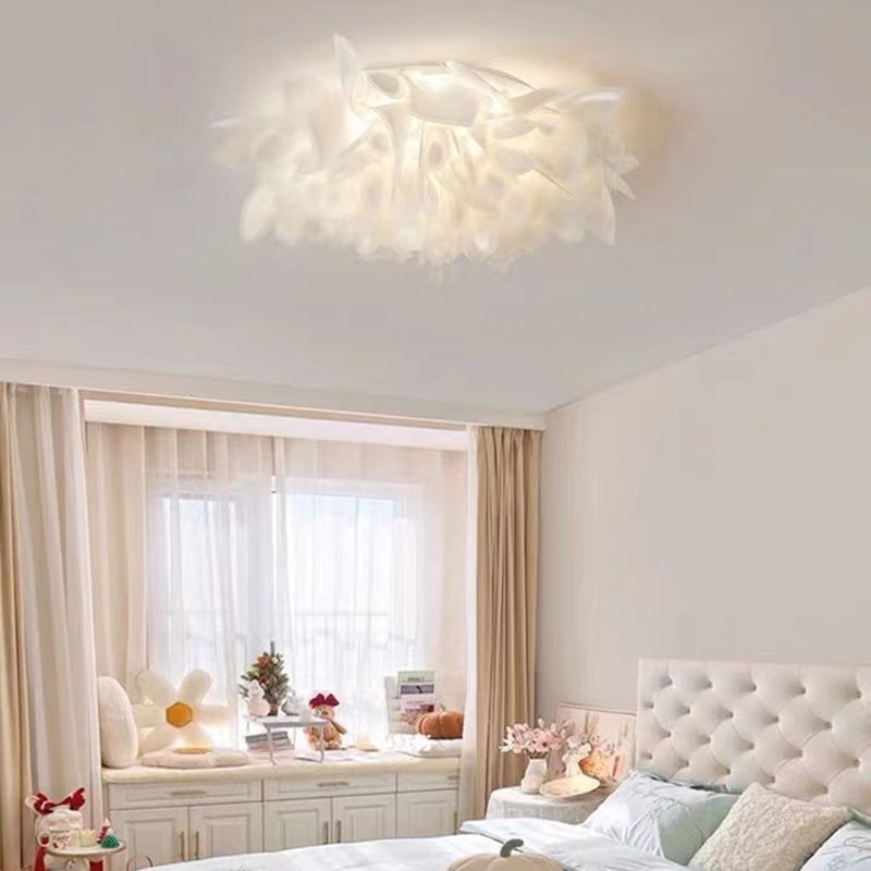 Modern Ceiling Lamp Creative LED Flush Mount Light Fixture with Plastic Shade for Bedroom